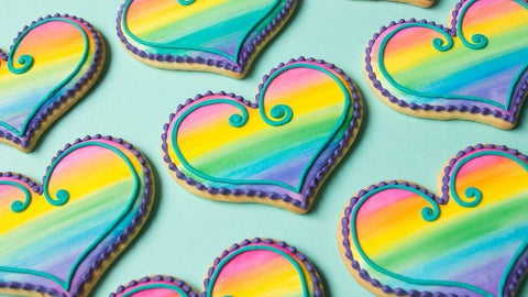 Watercolor Heart Cookies